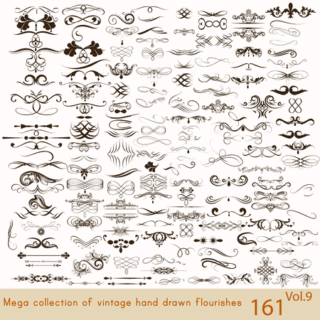 Big set or collection of calligraphic flourishes a lot of decorative elements for design Big set or collection of calligraphic flourishes a lot of decorative elements for design