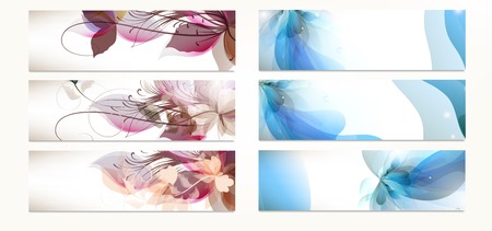 Big set or collection of abstract floral backgrounds for designのイラスト素材