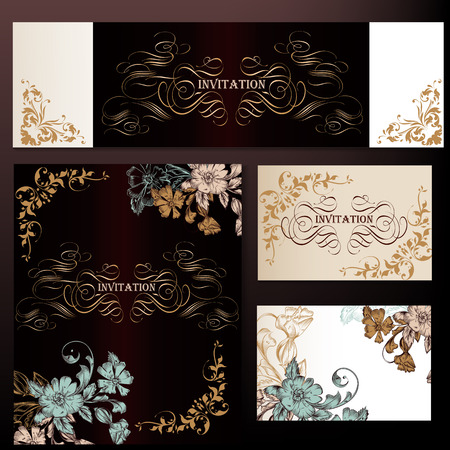 Corporate identity templates with luxury floral designのイラスト素材