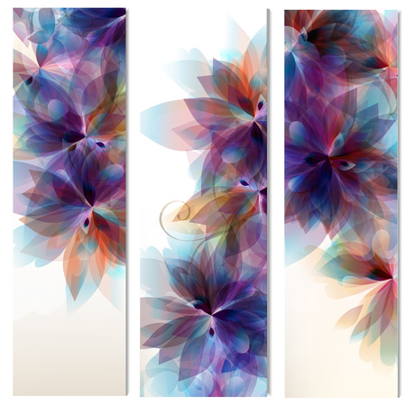 Floral vertical brochures set with abstract  flowersのイラスト素材