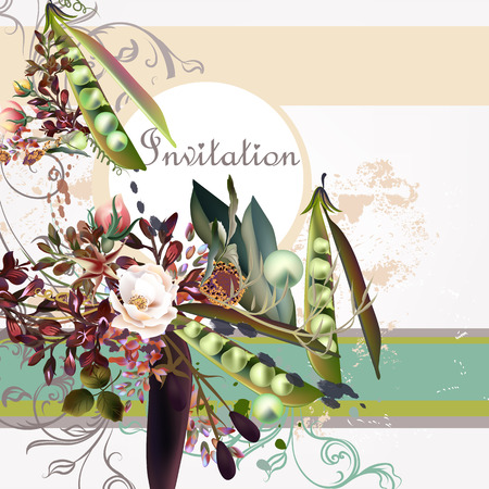 Fashion invitation background with peer and rosesのイラスト素材