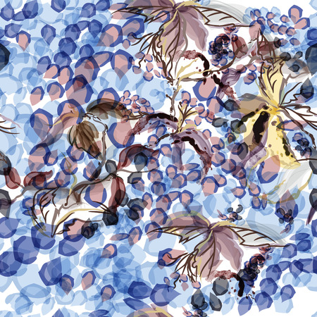 Abstract background with watercolor painted cherry tree branches in Japan styleのイラスト素材