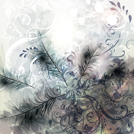 Feather fashion background in grey-blue color for designのイラスト素材