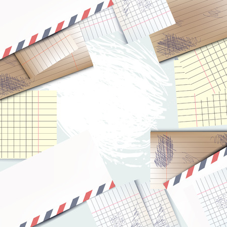 Pattern with paper sheets and envelopes with free spaceのイラスト素材