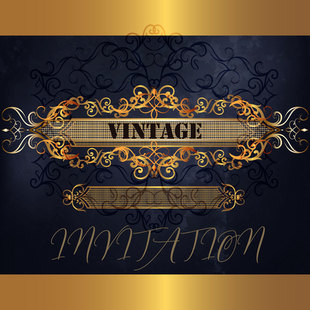 Luxury menu design in blue and golden styleのイラスト素材