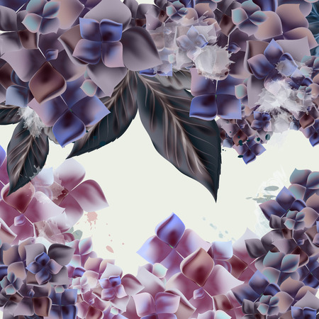 Cute illustration with lilac flowers in pink colorのイラスト素材