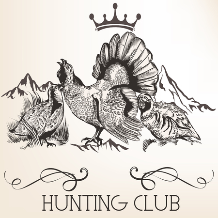 Vector retro logotype design for hunter club, badgesのイラスト素材
