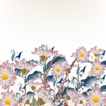 Field plants and flowers in realistic style for designのイラスト素材