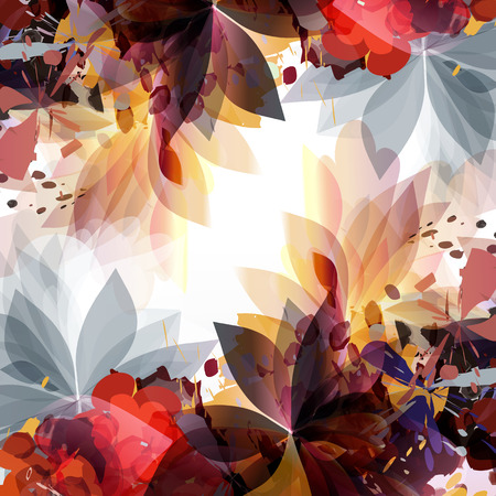 Abstract spring fashion illustration with leafs and spots. Colorfulのイラスト素材
