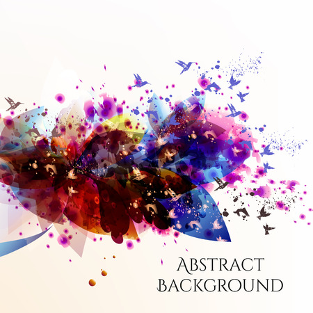 Floral illustration with abstract leafs in futuristic styleのイラスト素材