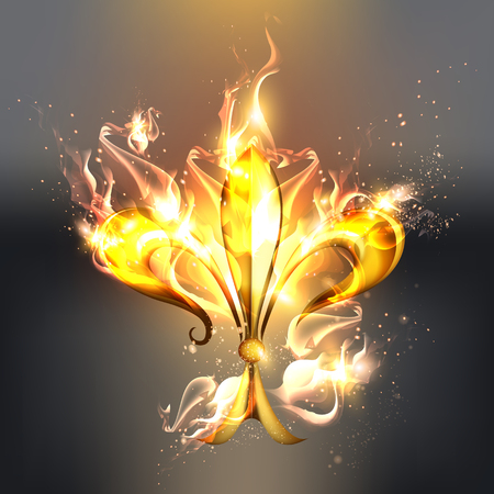 Beautiful vector burning golden fleur de lisのイラスト素材