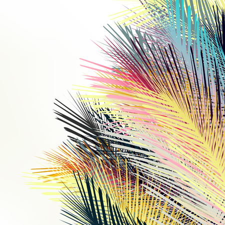 Jungle tropical palm leafs. Vector gradient plantsのイラスト素材