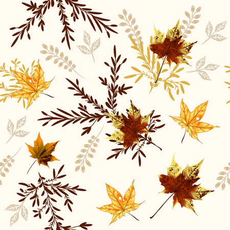 Beautiful pattern or background with maple leafs in autumn styleのイラスト素材