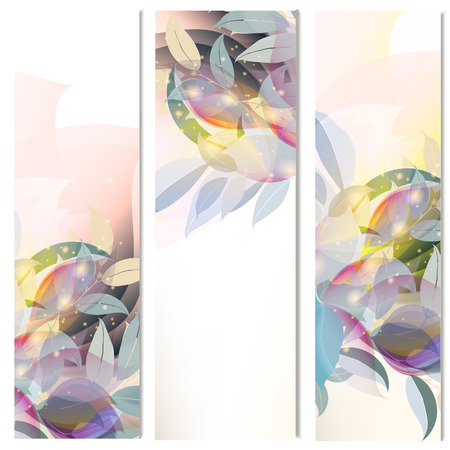 Abstract floral vertical brochures set with leafsのイラスト素材