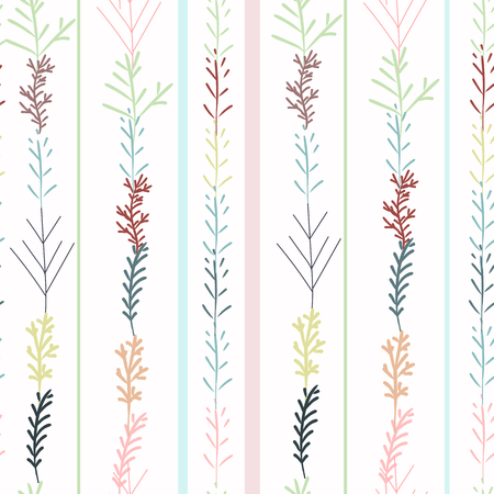 Floral rustic pattern with pastel colored pastel branchesのイラスト素材