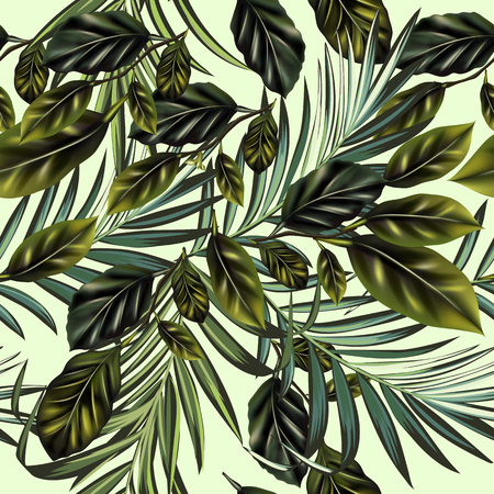 Fashion vector tropical palm leaves and citrus patternのイラスト素材