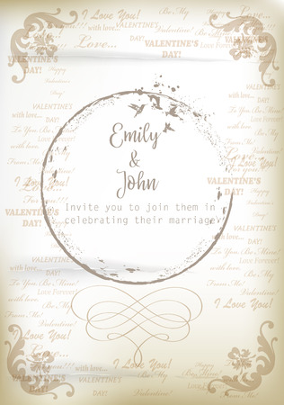 Elegant invitation card, old paper, vintage styleのイラスト素材