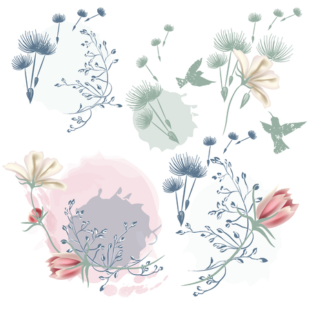 Collection of vector field plants for designのイラスト素材