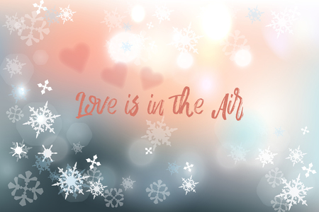 Illustration Valentine day background with snowflakes, love is in the airのイラスト素材