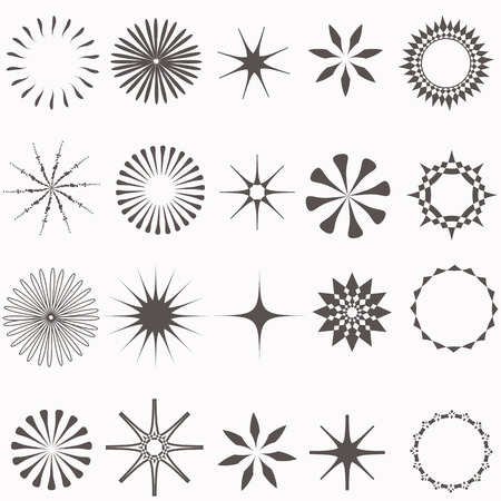 Vector set of sunburst in retro styleのイラスト素材