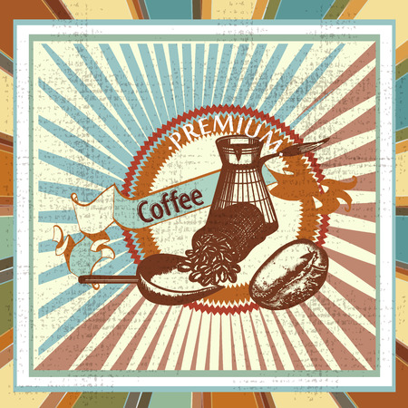 Coffee vector poster in retro styleのイラスト素材