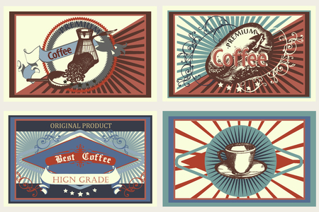 Collection of vector vintage coffee labels for designのイラスト素材