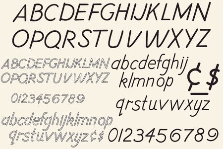 Collection of vector retro letters, font and alphabetのイラスト素材