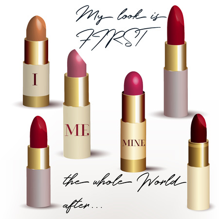 Fashion vector conceptual background with lipstick for designのイラスト素材