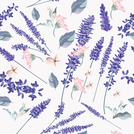 Floral seamless pattern with spring lavender flowers for desiのイラスト素材