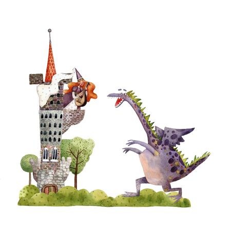 Watercolor fairy tale illustrationの写真素材