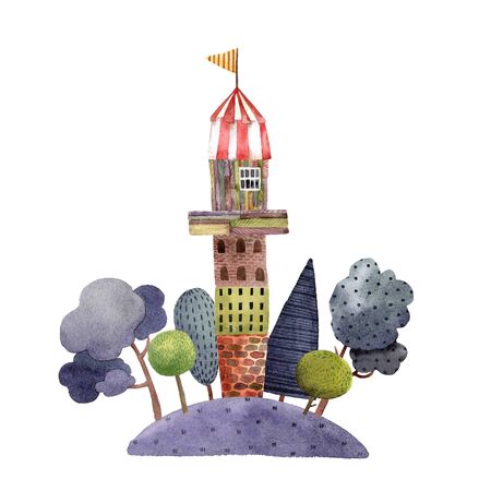Fantasy old castle illustrationの写真素材