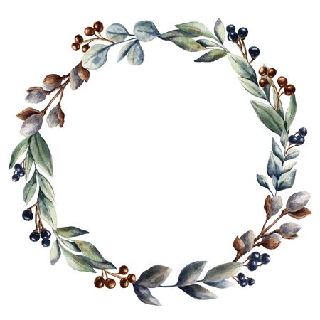 Watercolor Flower wreath.の写真素材