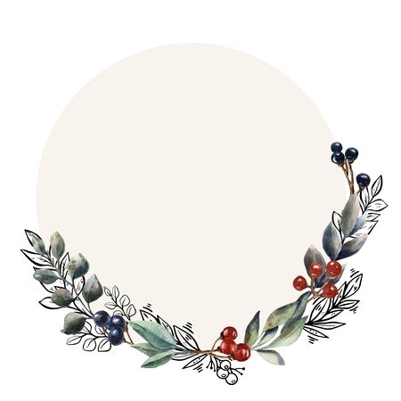 Watercolor flower wreath.の写真素材