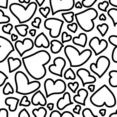 Seamless background with sketchy hearts EPS 10の写真素材