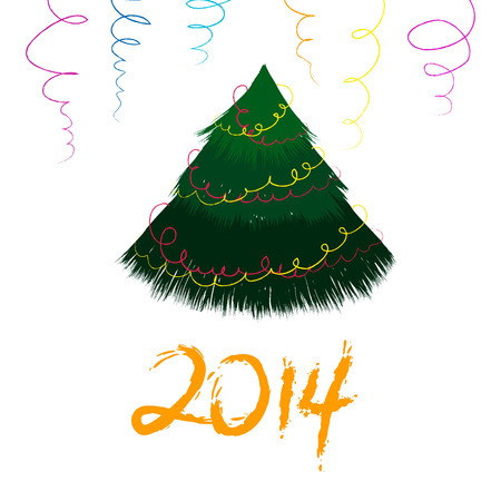 Christmas card with sketch New year tree EPSの写真素材