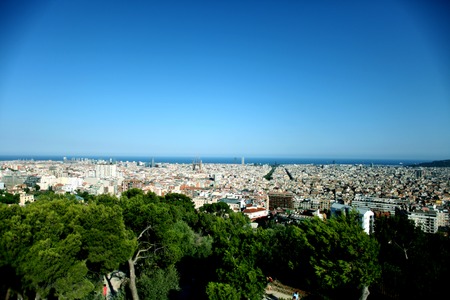 View over Barcelona from the Parc Guellの写真素材