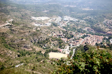 View of the city from the mountain Montserratの写真素材