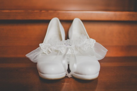 Wedding shoes white withの写真素材