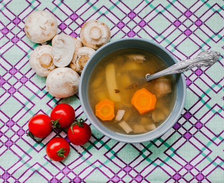 Mushroom soup with mushroomsの写真素材