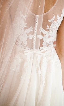 Bridesmaid dress from the back. Wedding dayの写真素材