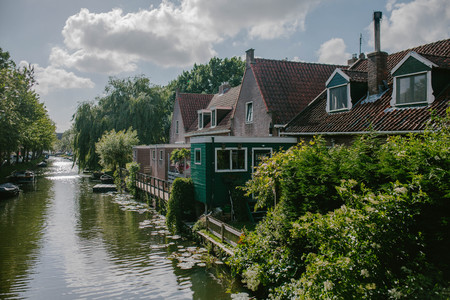 Waterfront views and homes. Netherlands Hollandの写真素材