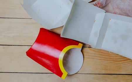 Packaging of junk food. All eaten. Junk foodの写真素材