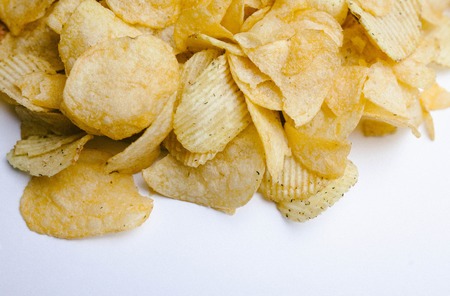 Chips on a white background. Junk foodの写真素材