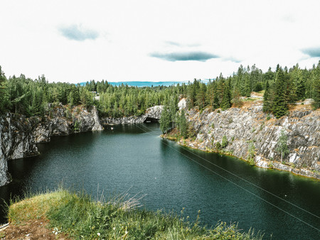Mountain Park Ruskeala. Marble quarry Nature