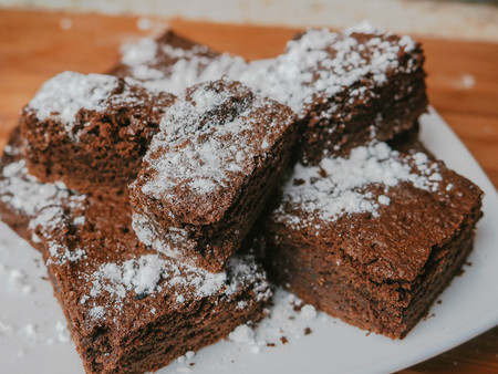Chocolate brownie on a plate. Foodの写真素材
