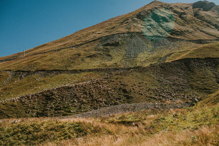 Mountain views and a herd of sheep, Georgiaの写真素材