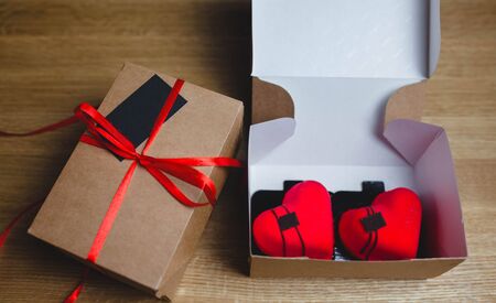 Desserts in the form of a heart in a gift box. Valentine's Day gift, loveの写真素材
