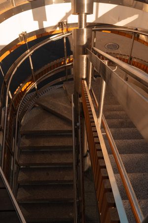 Staircase in a modern office building, closeup of photoの写真素材