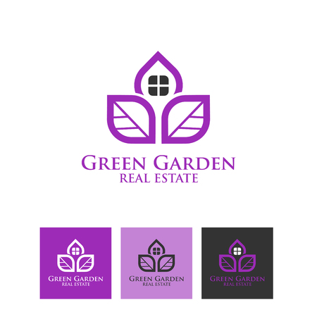 leaf and garden icon logotypeのイラスト素材