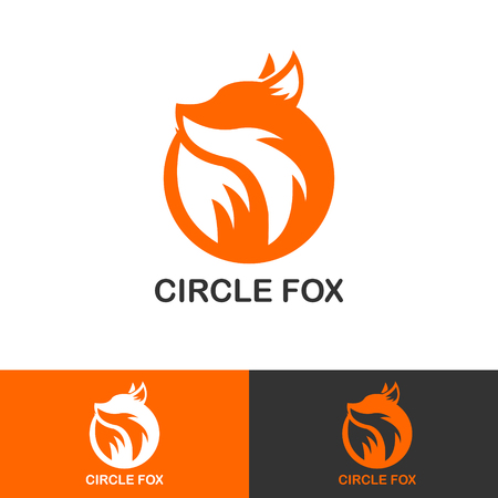 SIMPLE CIRCLE FOX ICON LOGOTYPEのイラスト素材